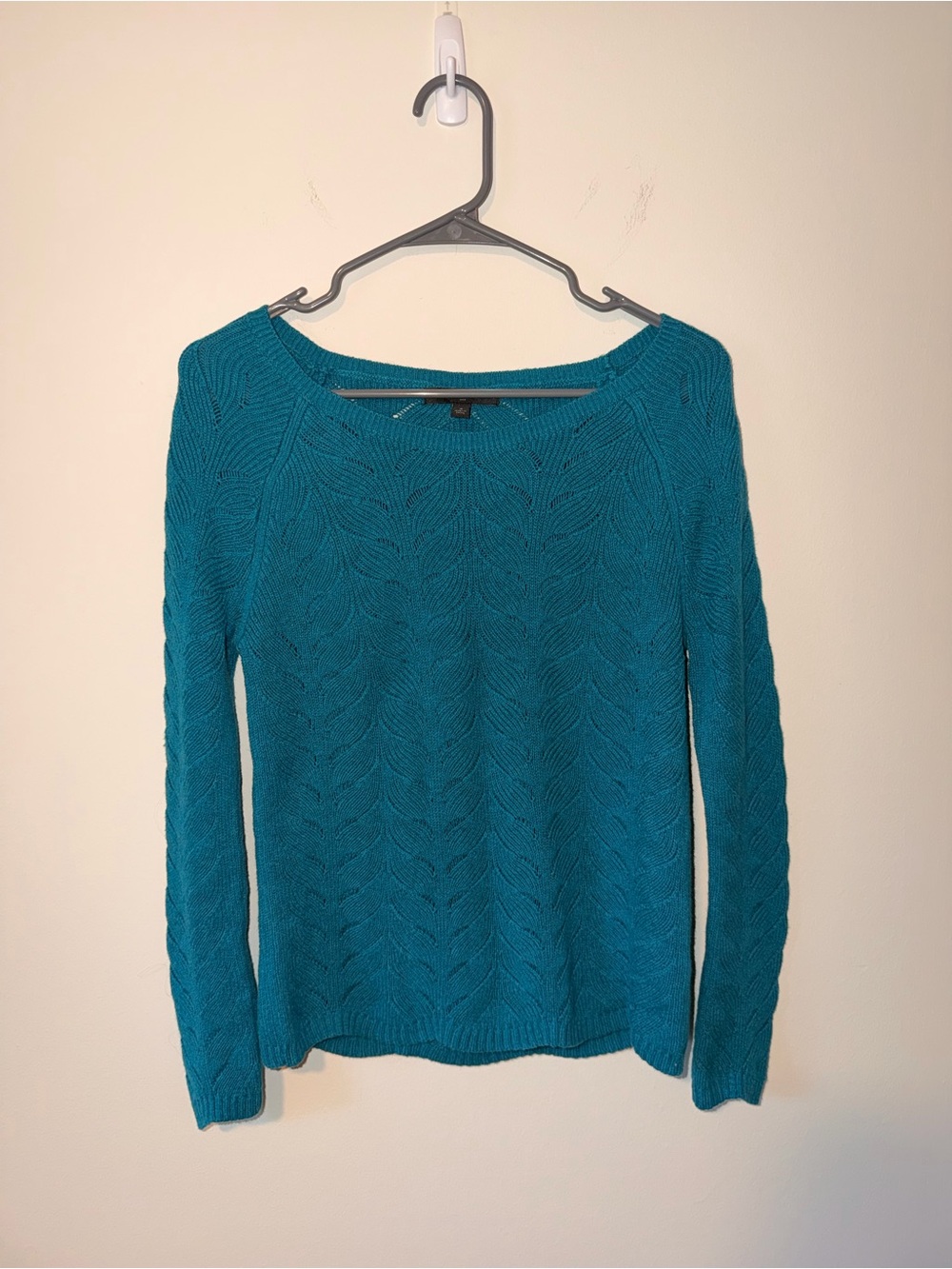 Banana Republic Teal Cable-Knit Crewneck Sweater